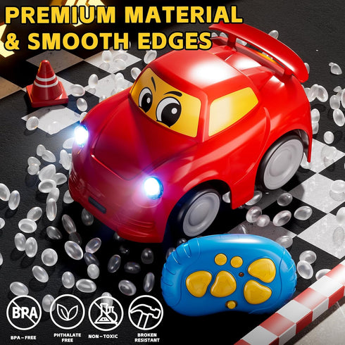 WATUDOU 1-3 2-4 3-5, 2 Pack 2.4 2 3 4 5 6 Remote Control Car for Toddlers Cartoon GHz RC Cars for Kids, Electric Hobby