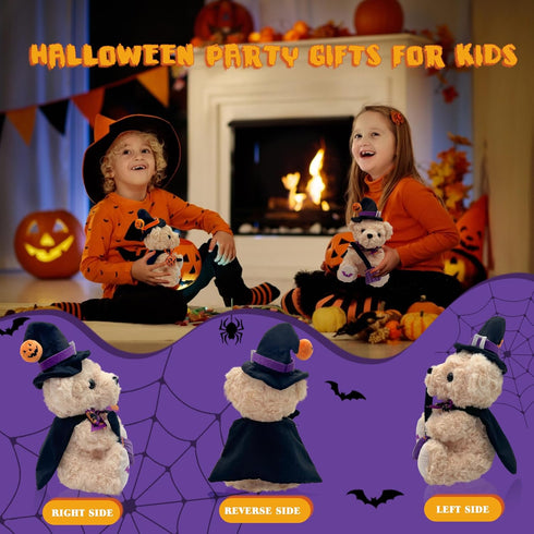 Halloween Plush Bear - Halloween Pumpkin Witch Stuffed Animal Teddy Bear, 8 Inch