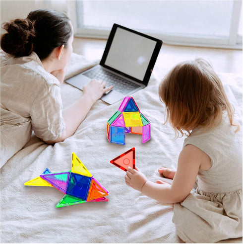Everplay 66 pc Magnetic Tiles with Multicolored Car Set, Building Blocks Toys, STEM Educational Learning Magnet Toy for