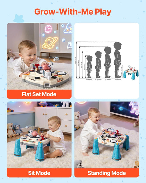 1-3 60+ 6+ VEVOR Baby Spacecraft Musical Table Toys for Years Old, Learning Activity Desk with Space Theme & Soft-Glow