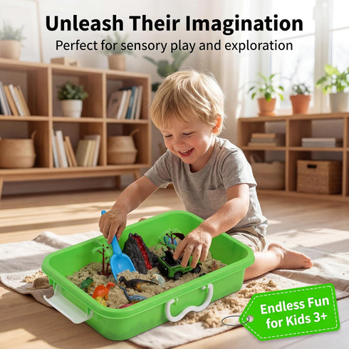 3 4 5 6 7 8 AGENTLAN Dinosaur Sensory Bin, Dinosaur Dig Sensory Toys with Play Sand for Toddlers Boys and Girls, Kids