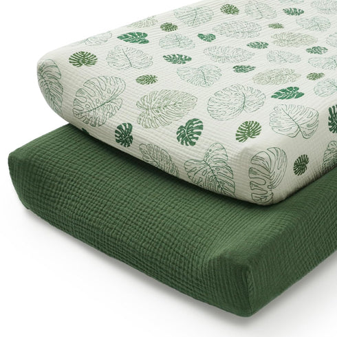 2Pack Blissful Diary Muslin Changing Pad Cover for Girls Boys, Ultra Soft Breathable Cotton, Baby Diaper Change Table
