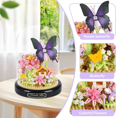 ZQJKLE Set, 582 Flower Butterfly Bouquet Building PCS Butterfly Flower Mini Brick Building Blocks Toys for Kids