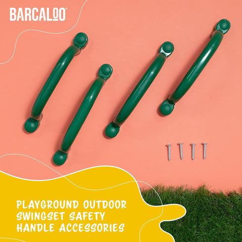 Playground Outdoor Safety Handle Accessories, 4 Pack Color Combo Set of 2 Green & 2 Yellow Grab Handle Bars for Kids