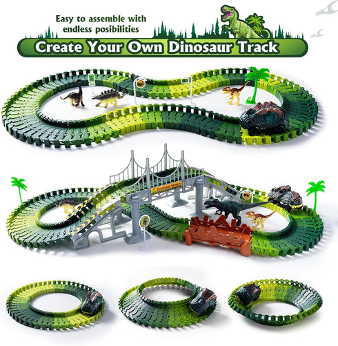 268 3-5, Set, 2 Set, 3-9 PCS Race Tracks Dinosaur Toys for Kids Glow in The Dark Magic Toy Dinosaur Cars Track