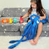 5Pcs 41.3" Giant Squid Stuffed Animal with Small Marine Clownfish,Crab, Seahorse, Angler Fish Baby Plush Toys, Adorable