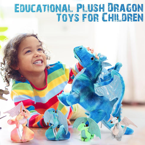 7 Set 16 Inch 4 2 Mommy's Deekin Pcs Dragon Toy Large Dragon Stuffed Animal with Baby Plush and Eggs in Belly Dinosaur