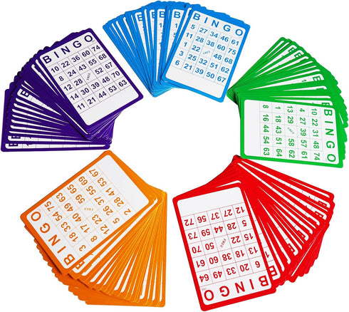 Yuanhe 100 Bingo Cards - Reusable Bingo Paper Game Cardstock Bulk in 5 Colors