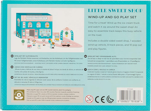 Petit Collage Wind Up Toy Playset, Little Sweet Shop – Wooden Toddler Toy Set with Wind-Up Ice Cream Truck, Track Pieces, and Pop-Out Play Pieces – Activity Toy for Ages 3+ – Makes a Great Gift Idea