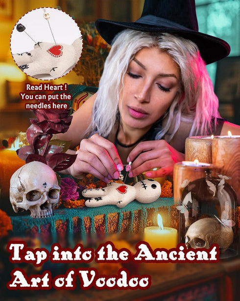 Umakeadeal Set 7 Dammit Voodoo Doll Include Spell Cards and Pcs Stress Relief Pins, Creepy Ghost Doll for Halloween