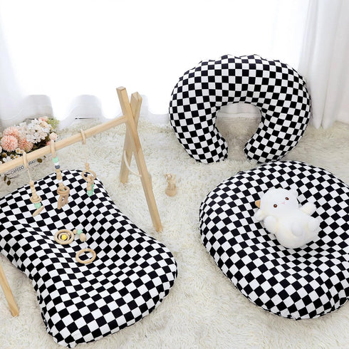 DILIMI Nursing Pillow Cover and Newborn Lounger Cover, Soft Comfortable Slipcover for Baby Girl Boys, Black Checkered