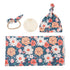 Set Cozy 4) Vibrant Floral Print Newborn Swaddle Blanket with Hat and Headband, and Breathable, for Boys and Girls