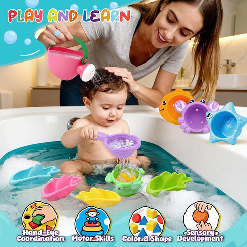 Babelshar 10 1-3, 1-3 12-18 Pcs Bath Toys for Kids Ages Bathtub & Pool Water Toys for Toddlers & Babies Months, Water