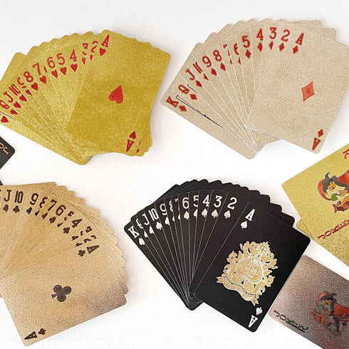 4 Decks Waterproof Playing Cards - Gold Silver Plastic Poker Cards for Standard Games, Family Game Parties