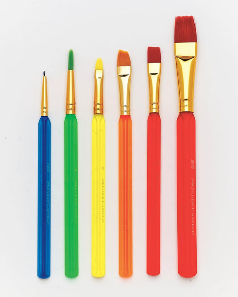 Faber-Castell Triangular Paint Brush Set, 6 Assorted Sizes for Kids
