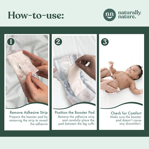 2T-5T, 32 Naturally Nature Potty Training Diaper Booster Pads for Toddlers, Size Super Absorbent Diaper Liners for Day