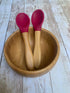 Babynow Bamboo Baby Spoons Self-Feeding Supplies for 6+ Months Babies & Toddlers in Bamboo & Soft Tip Designs BURGUNDY Pack of 2