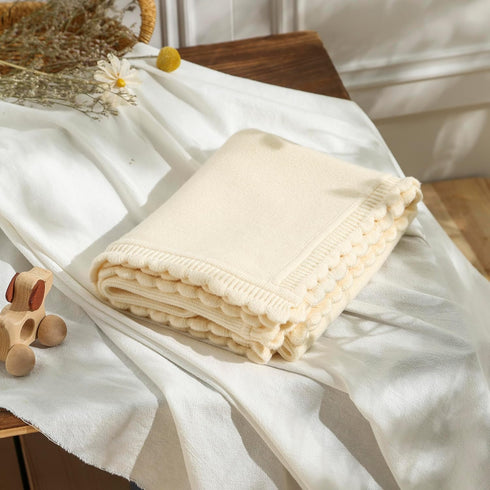 Cozy 40x30in Knit Baby Blanket Soft Warm Newborn Receiving Swaddle Blankets for Crib Infant Boy Girl Creamy White