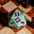 Large D20 Single 20 Sided DND Dice - 55mm Silicone D20 with Gift Box for RPG Games (Green/Purple)