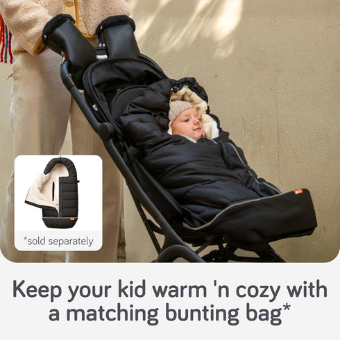Baby Uma Stroller Gloves Hand Muff - Supersoft Fleece-Lined Faux-Leather Stroller Mittens, Water-Resistant & Universal