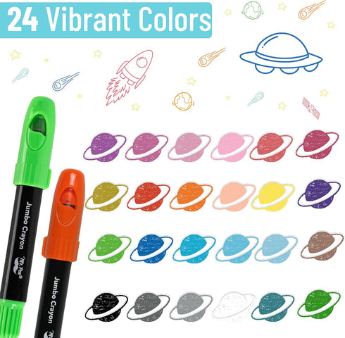 24 Pack, Mr. Pen- Jumbo Twistable Crayons, Multicolor, Non-Toxic Washable Crayons