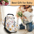 3in1Multi-use Floral Baby Car Seat Cover for Girl,Infant Carseat Canopy Sun CoverBaby Carrier Cover with Zipped Peep
