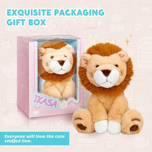 IKASA Lion Stuffed Animals Plush Toys - 10" Cute Soft Fluffy Cuddly Toy Gifts for Kids, Family, Girls, Boys