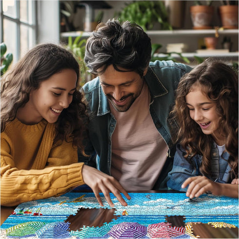1000 Summer 24"x30" White Mountain Piece Jigsaw Puzzle Fun Beach Puzzles with Large Pieces Gift for Adults and Family
