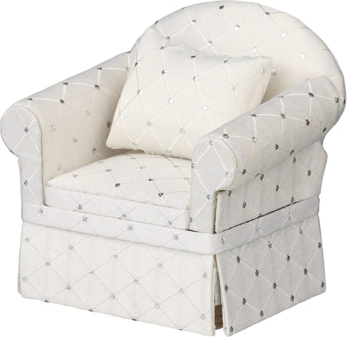 Dollhouse Sofa Armchair - Upholstered Miniature Living Room Chair for 6 inch Dolls, 1/12 Scale