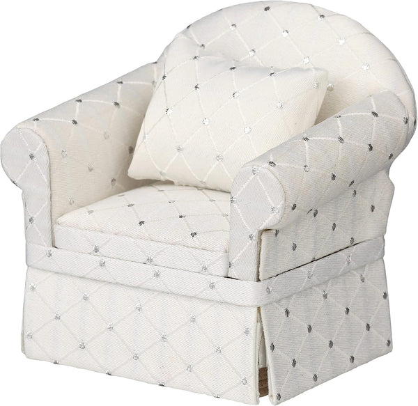 Dollhouse Sofa Armchair - Upholstered Miniature Living Room Chair for 6 inch Dolls, 1/12 Scale