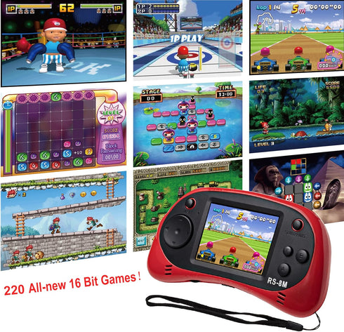 EASEGMER 16 Bit Kids Handheld Games, Built-in 220 HD Video Games, Portable Game Player for Ages 3-10