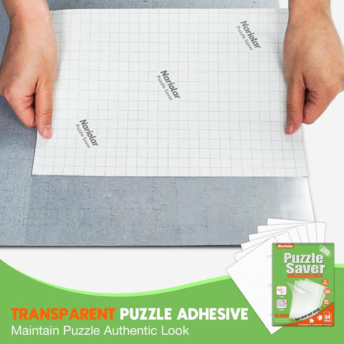 64 8x1000-Piece Nariolar Ultra-Adhesion Transparent Puzzle Glue Sheets, Puzzle Saver Sheets for Preserving Up