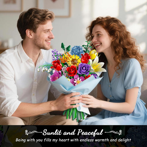 Set, 18 1065 8-12+ PLAXSOON Flower Bouquet Building Flowers Gift for Mothday Day Botanical Collection Building Block