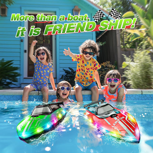 2.4Ghz 8-12,Toy JOI MEW RC Boat with LED Lights for Kids, Remote Control Racing Boats for Water Boat for Pools & Lakes