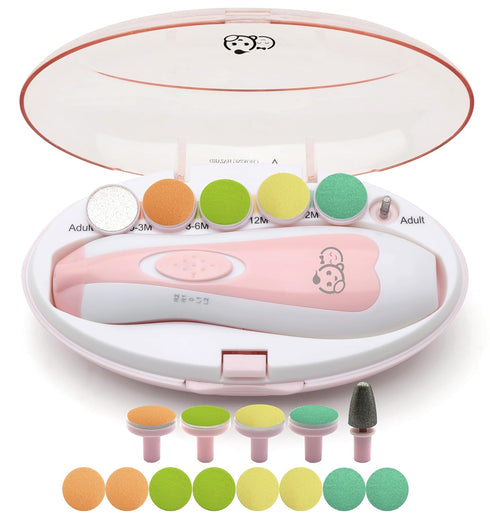 Baby Nail Trimmer 21 in 1, Royal Angels Electric Nail File with 13 Extra Replacement Tools (Pink)