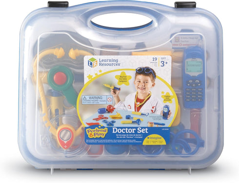 Learning Resources Pretend & Play Doctor Set, Blue - 19 Pieces, Ages 3+ Toddler Medical Kit