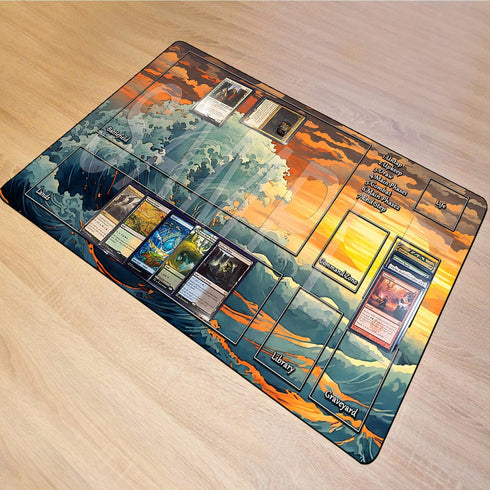 Landscape MTG Playmat 24 x 14 inches - Board Game Mat with Storage Bag, Smooth Rubber Surface for Trading Cards