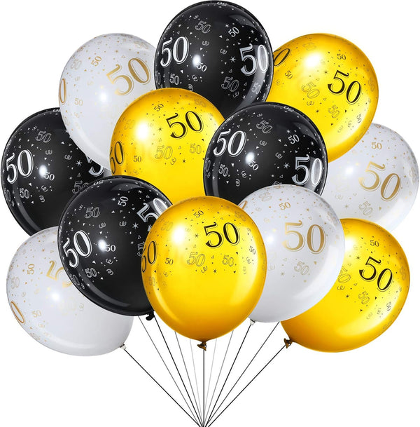 Blulu 50th Birthday Balloons for Men, 45 Pcs Black Gold White Happy 50th Birthday Decorations for Men Women Party