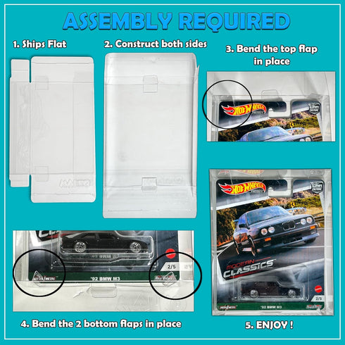 MALKO Hot Wheels Protector Display Case for Premium Card Diecast Cars - 10 Pack | Assembly Required