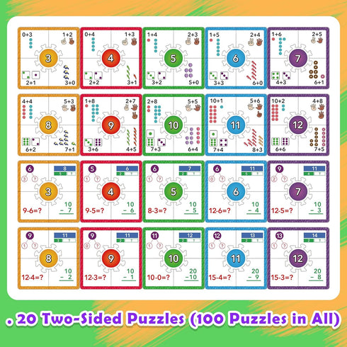 Puzzles for Kids, Addition and Subtraction Math Games, Educational Learning Activities, Math Flash Cards for
