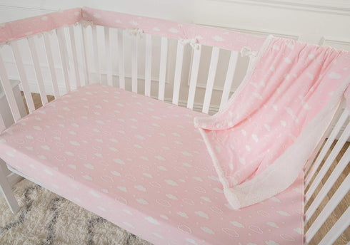 TL Care 28" 52", Cozy 3D Heavenly Soft Chenille Fitted Crib Sheet x Warm and Neutral Chenille Sheet, Pink Cloud