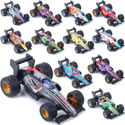 F1 Formula Pull Back Cars Toy Model Set, 12 Pack 1:43 Matchbox Small Race Cars for Toddlers Ages 2-8