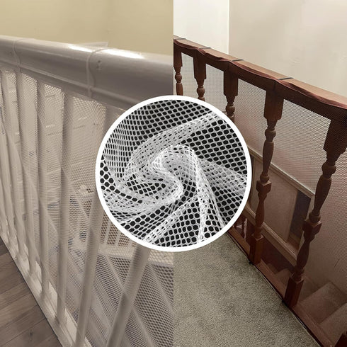 Baby Gate for Stairs, Banister Guard for Kids, Pets, Mesh Netting Safety Net for Balcony Rail Stairway Baby Safety