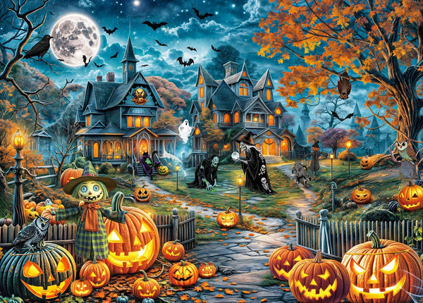 Halloween Puzzle for Adults 1000 Pieces Bats Full Moon Haunted House Witches