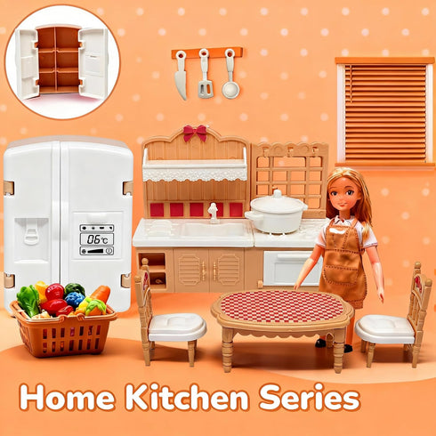 BRAITEN Set, 38 3+ Dollhouse Furniture Pcs Miniature Doll House Accessories with Dogs and Cat Kitchen Bedroom Living