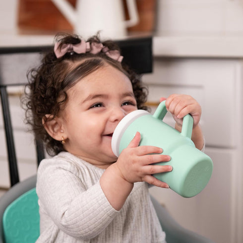 1st 9 Oz. Infantino My Tumbler, Silicone Sippy Cup with Straw & Handle, Spill-Resistant Baby Cup for On-the-Go