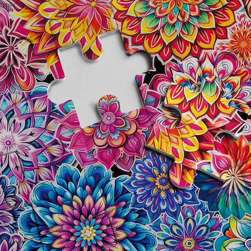 Colorful Flowers Puzzles - 1000 Piece Impossible Puzzle for Adults - Mandala Art Difficult Jigsaw