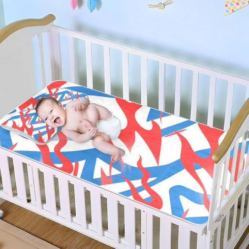 SyXIOP 28" 52" Red Blue White Geometric Cooling Baby Waterproof Crib Mattress Protector x Reusable Bed Pads Washable