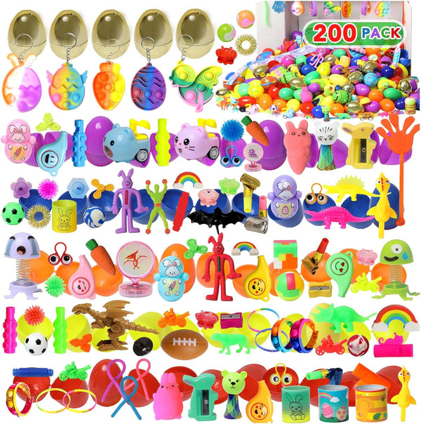 ZEAYOU 200 Pcs Prefilled Easter Eggs with Toys Inside,Easter Basket Stuffers,Surprise Easter Egg