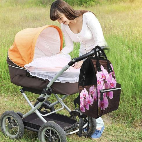 DWVTSLH Backpack Mummy Backpack Orchid Flower Diaper Bag Multifunction Nappy Bags Waterproof Large Capacity Travel